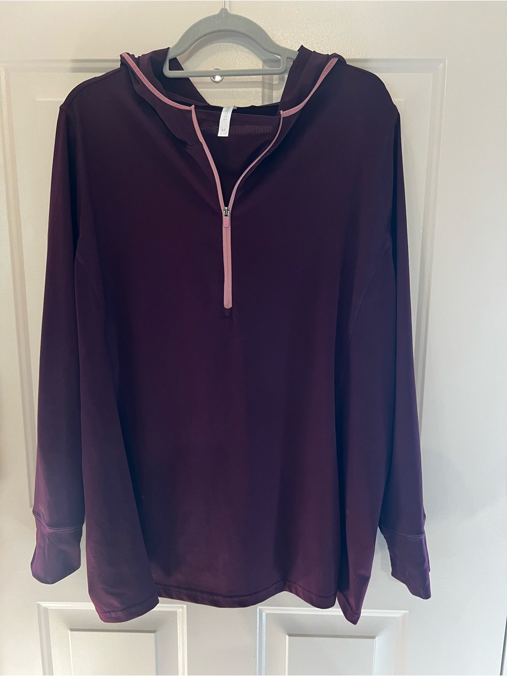 Fabletics 4X Burgundy Half Zip Performance Hoodie with Hidden Pocket
